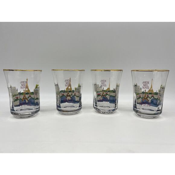 Anthropologie Holiday In The City Juice Glass Set of 4 Glasses Paris - Picture 4 of 8